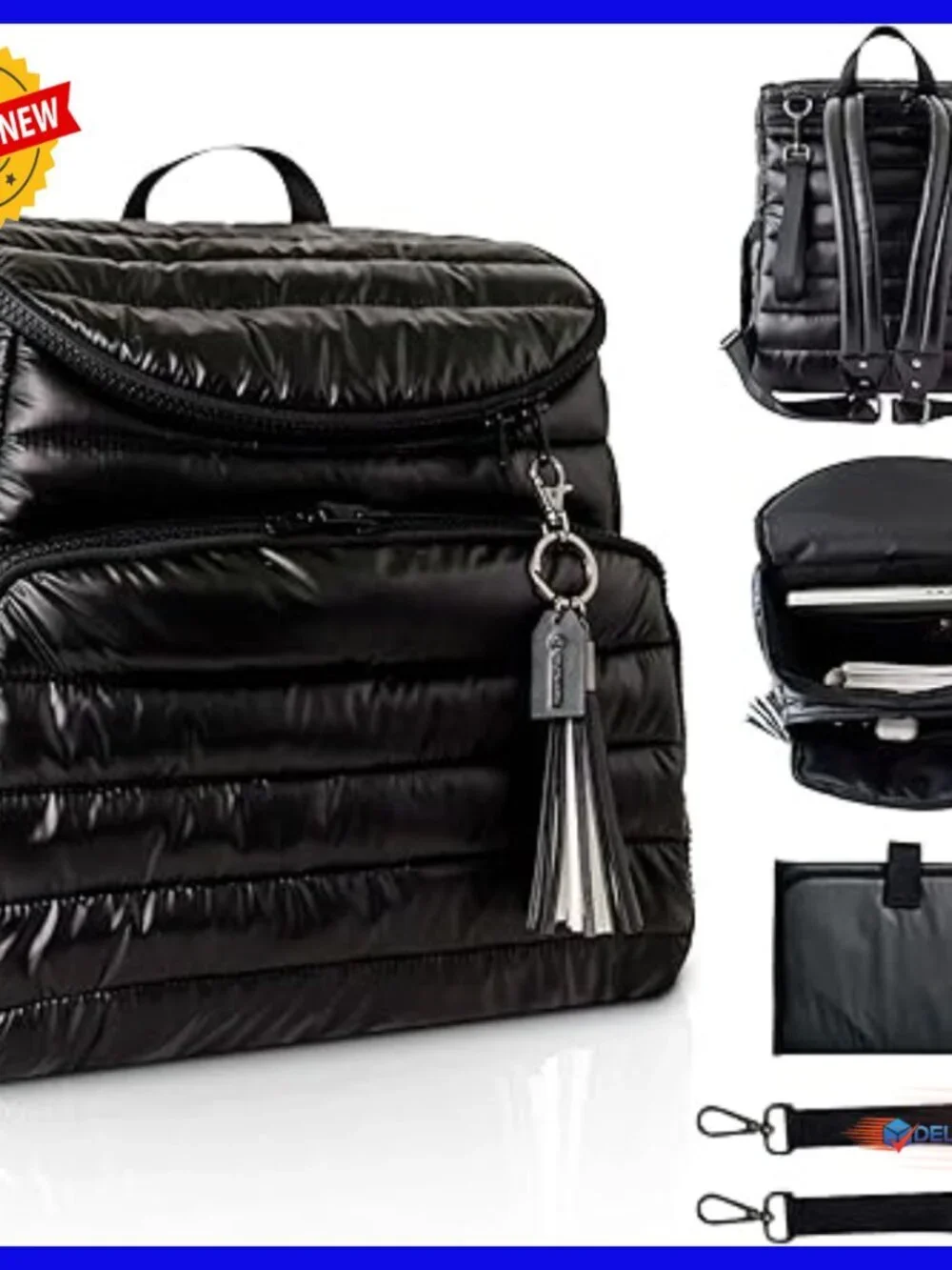 Large Diaper Backpack with Laptop Sleeve, Multiple Pockets, Changing Pad